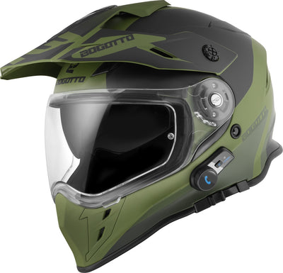 Bogotto H331 BT Tour EVO Bluetooth Enduro Helmet#color_black-matt-green