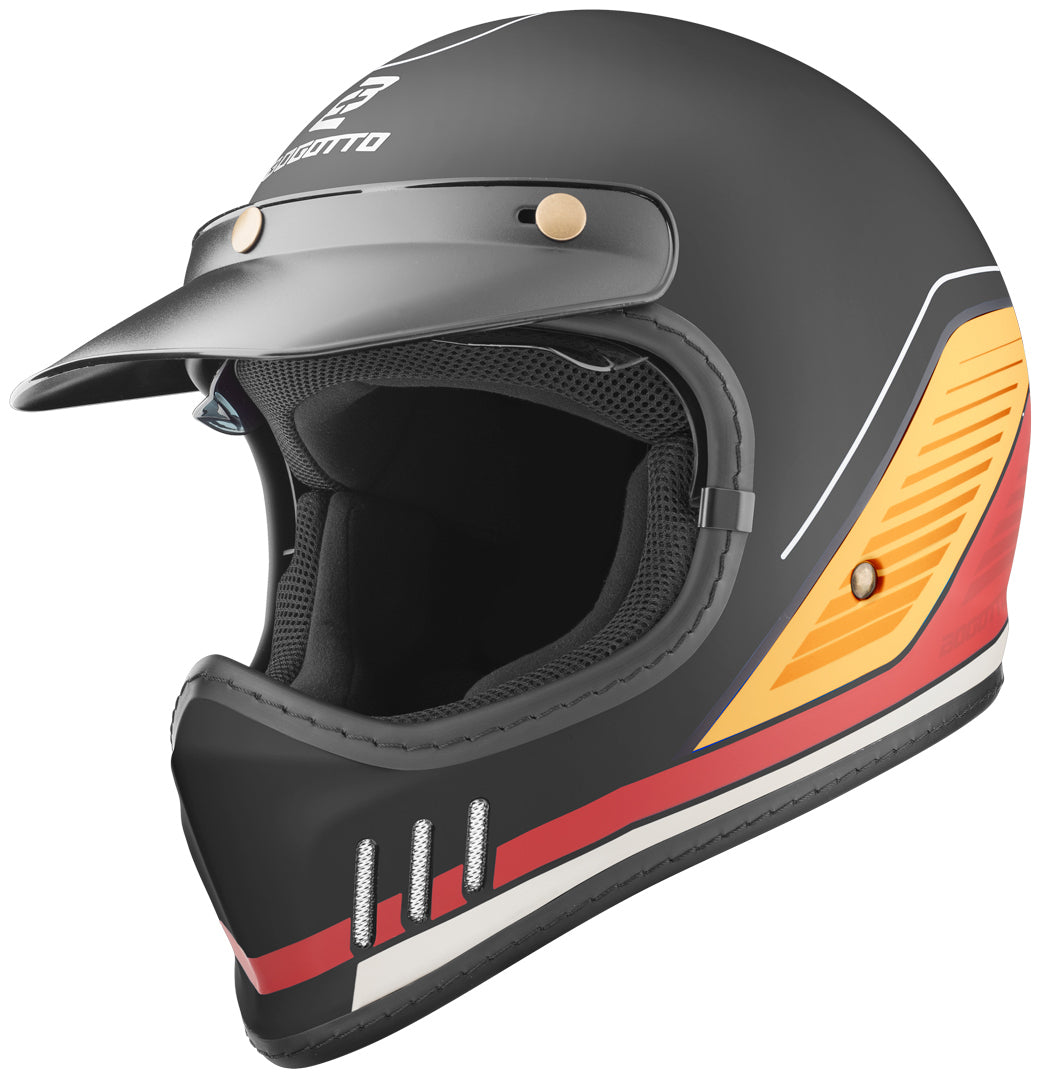 Bogotto FF980 EX-R Caferacer Cross Helmet#color_black-yellow-red