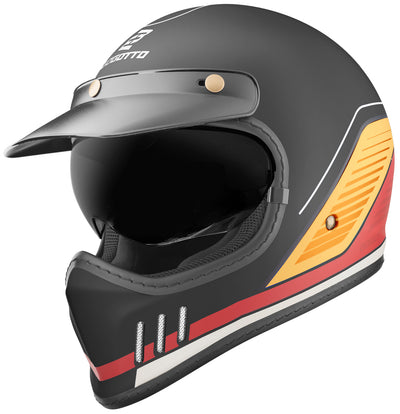 Bogotto FF980 EX-R Caferacer Cross Helmet#color_black-yellow-red