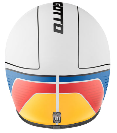 Bogotto FF980 EX-R Caferacer Cross Helmet#color_white-blue-red