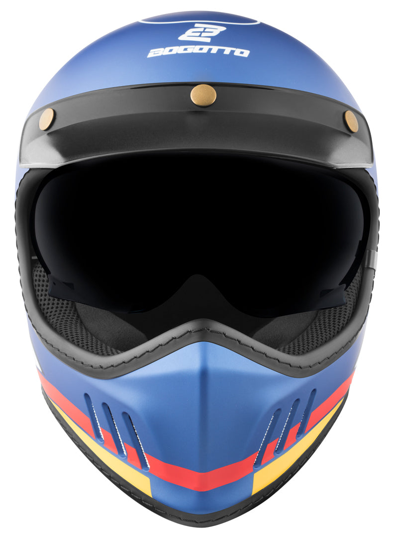 Bogotto FF980 EX-R Caferacer Cross Helmet#color_blue-red-white