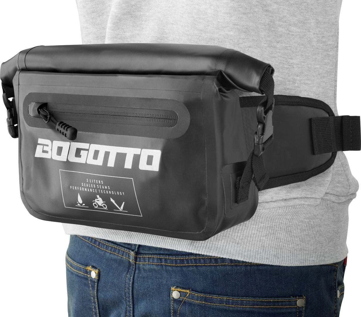 Bogotto Terreno Roll-Top waterproof Waist Bag#color_black