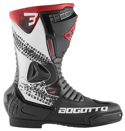 Bogotto Losail Evo Motorcycle Boots#color_black-white-red