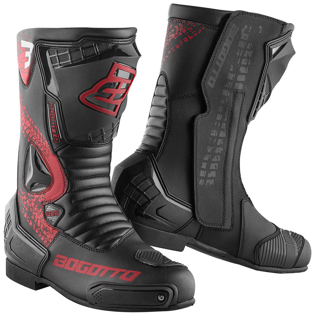 Bogotto Losail Evo Motorcycle Boots#color_black-red