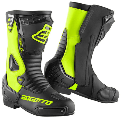 Bogotto Losail Motorcycle Boots#color_black-yellow-fluo