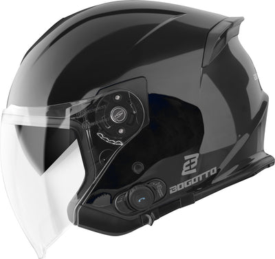 Bogotto H586 BT Solid Bluetooth Jet Helmet#color_black