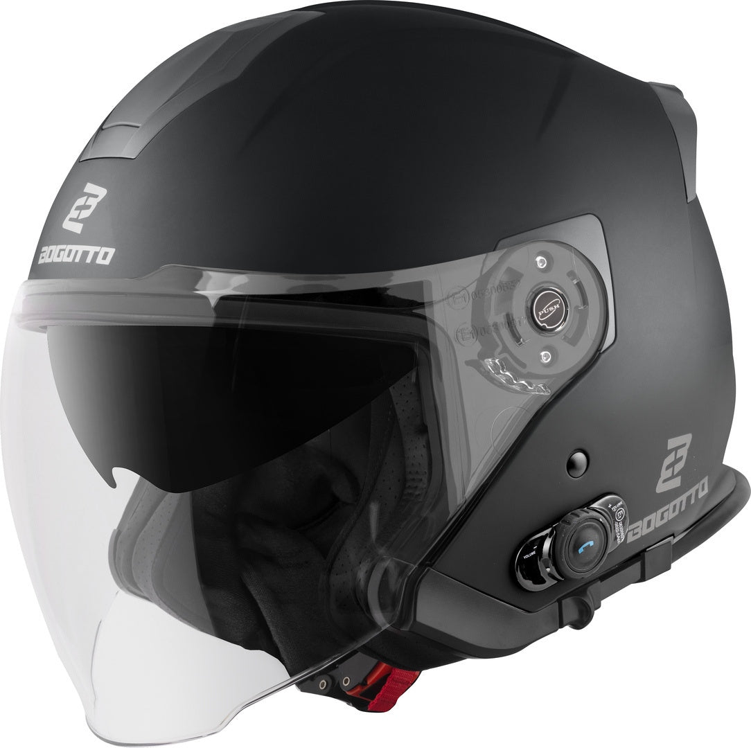 Bogotto H586 BT Solid Bluetooth Jet Helmet#color_black-matt