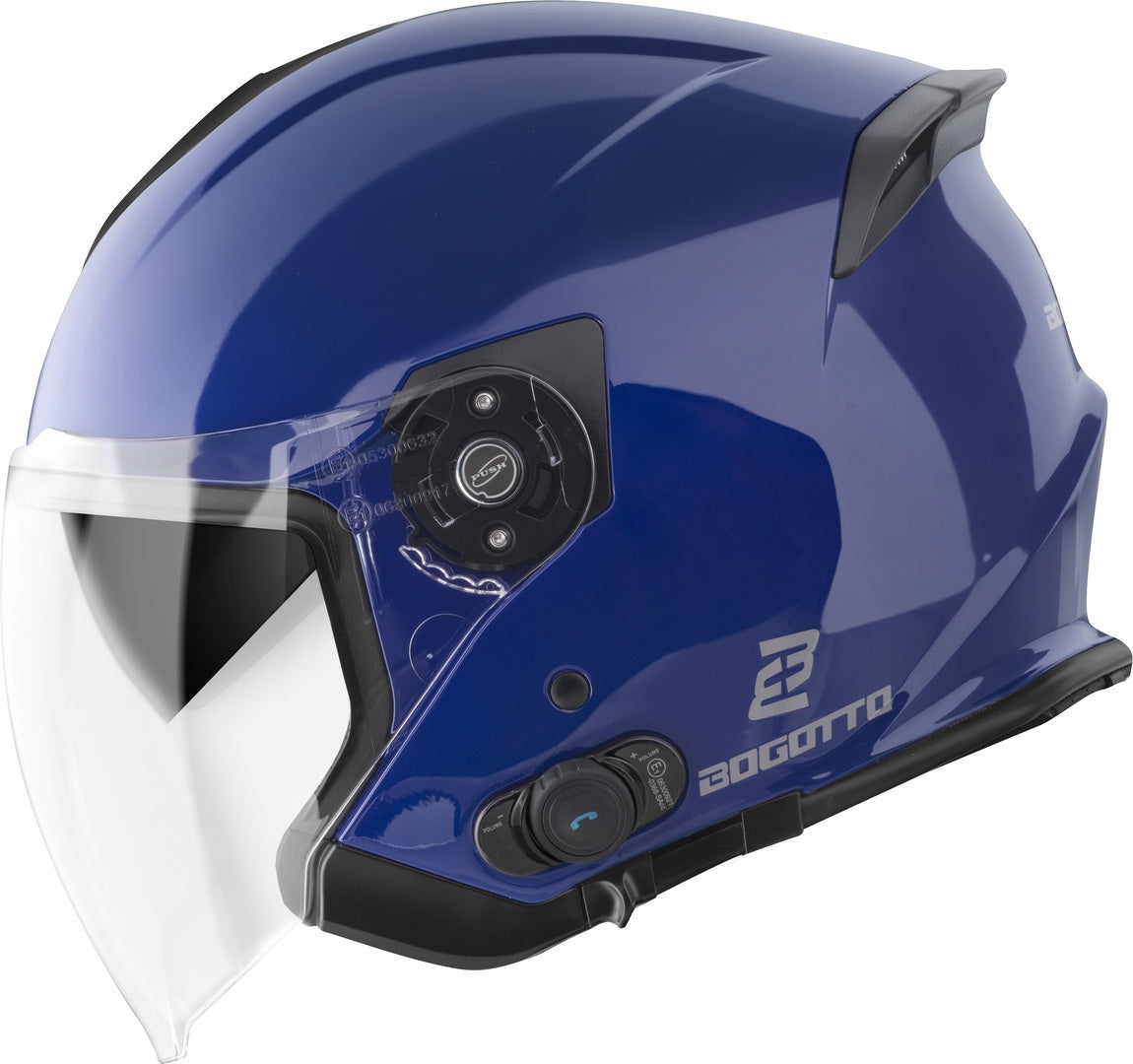 Bogotto H586 BT Solid Bluetooth Jet Helmet#color_blue