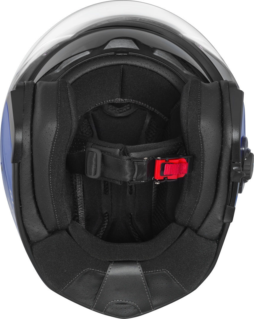 Bogotto H586 BT Solid Bluetooth Jet Helmet#color_blue