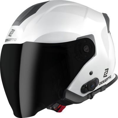 Bogotto H586 BT Solid Bluetooth Jet Helmet#color_white