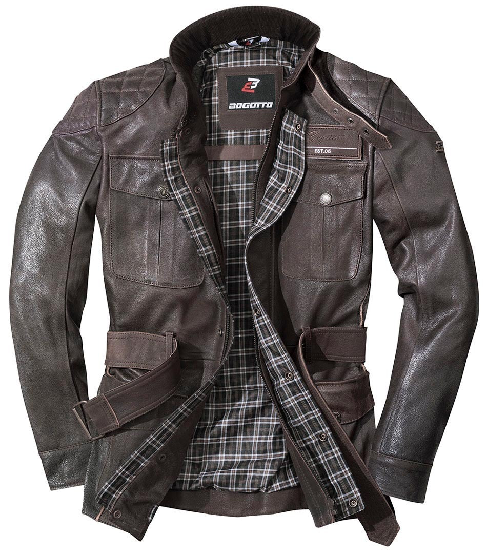Bogotto Bristol Motorcycle Leather Jacket#color_brown
