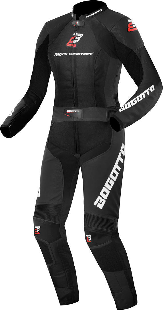 Bogotto Losail Two Piece Ladies Motorcycle Leather Suit#color_black
