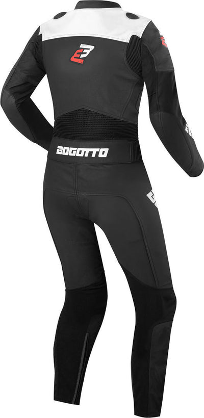 Bogotto Losail Two Piece Ladies Motorcycle Leather Suit#color_black-white