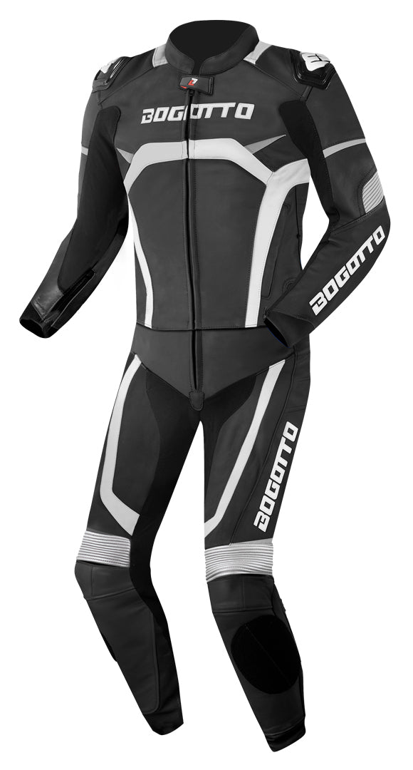 Bogotto Misano Two Piece Motorcycle Leather Suit#color_black-white