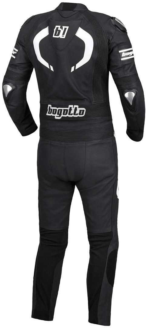 Bogotto Assen Two Piece Motorcycle Leather Suit#color_black-white