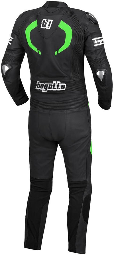Bogotto Assen Two Piece Motorcycle Leather Suit#color_black-green