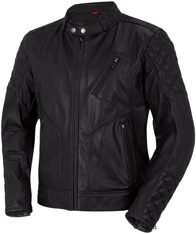 Bogotto Chicago Retro Motorcycle Leather Jacket#color_black