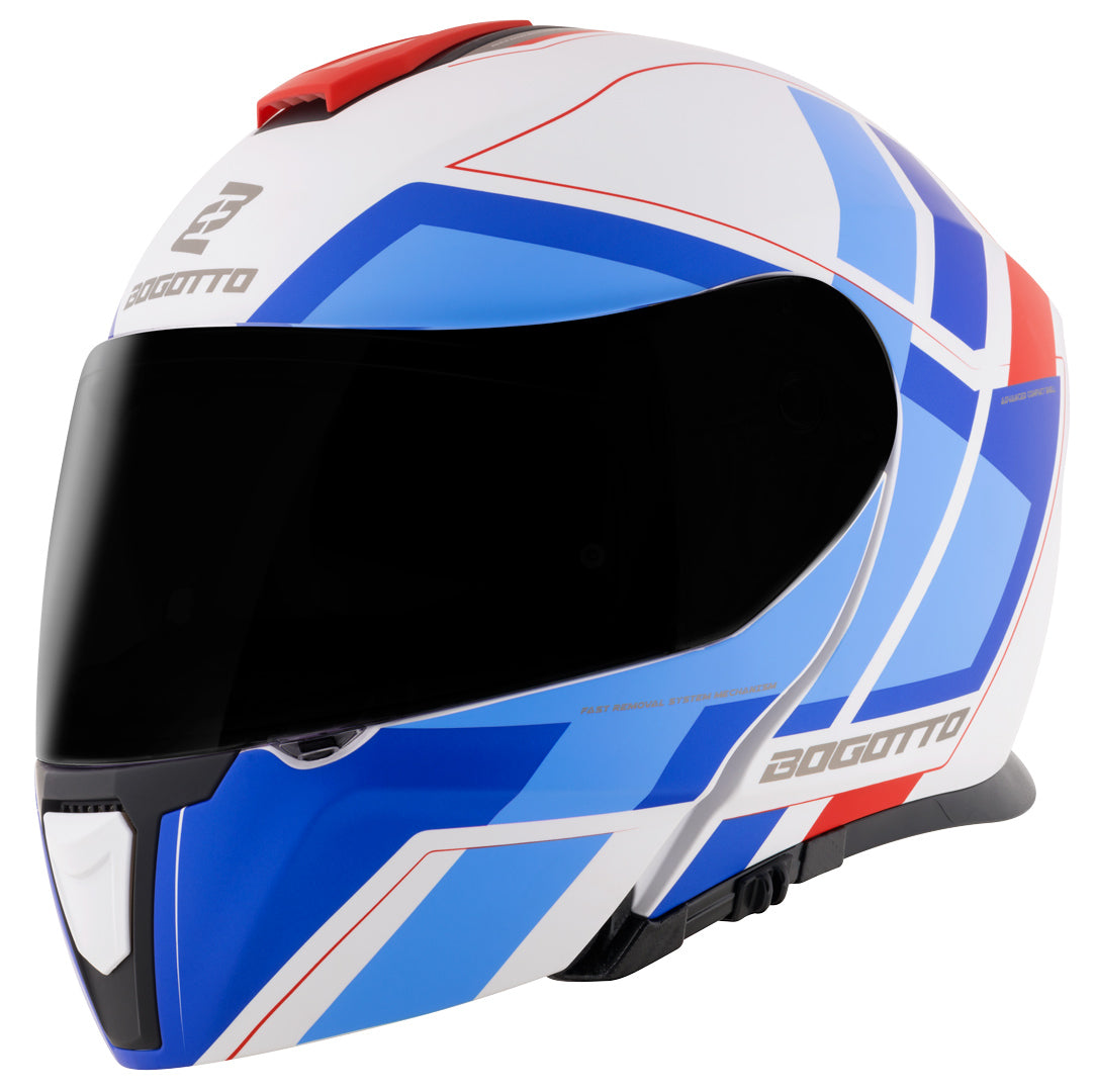 Bogotto FF403 Murata flip-up helmet#color_blue-red-white