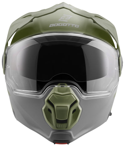 Bogotto FG-102 Fiberglass Enduro / Flip-Up Helmet#color_green-matt