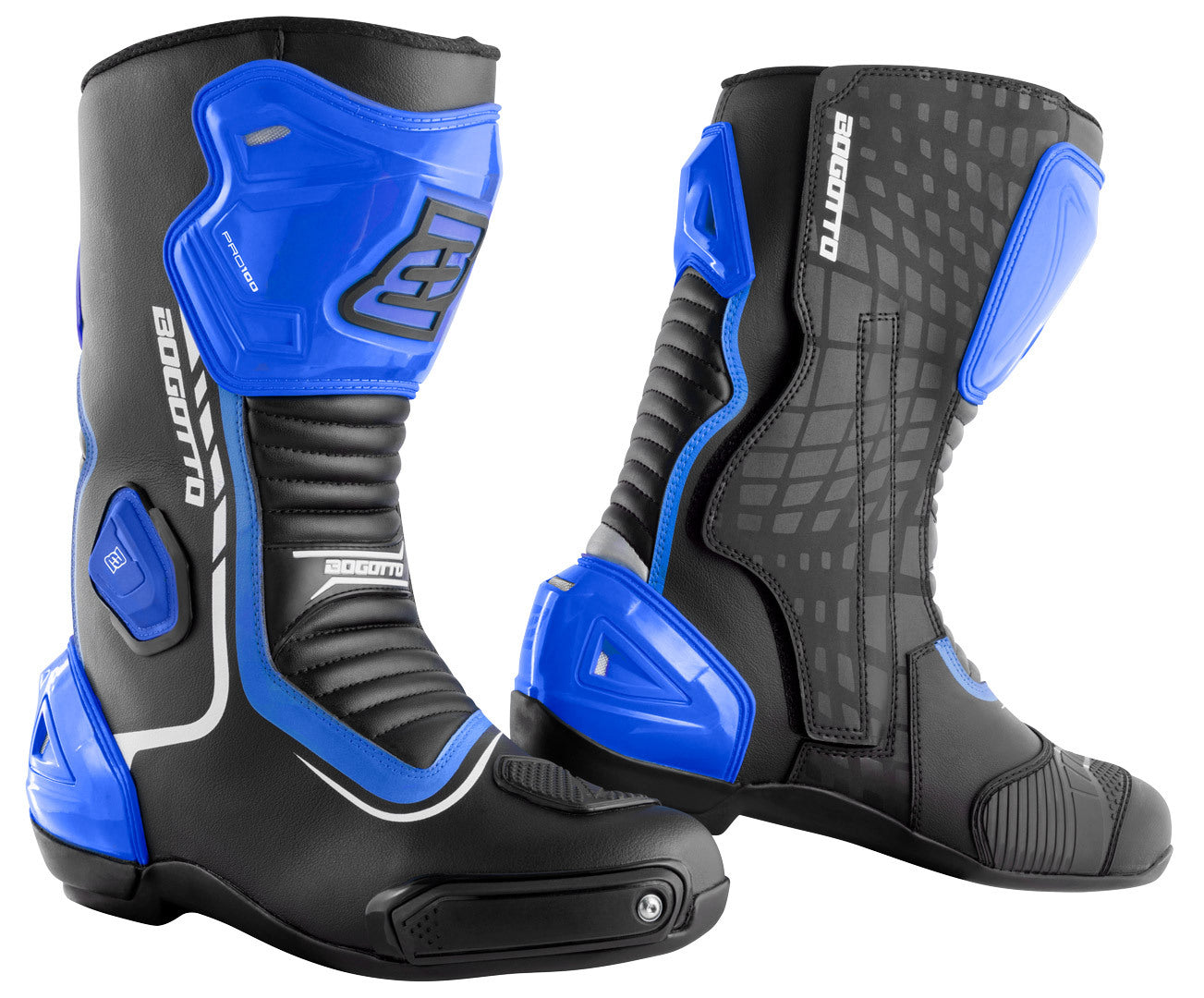 Bogotto Race-X Motorcycle Boots#color_black-blue-white