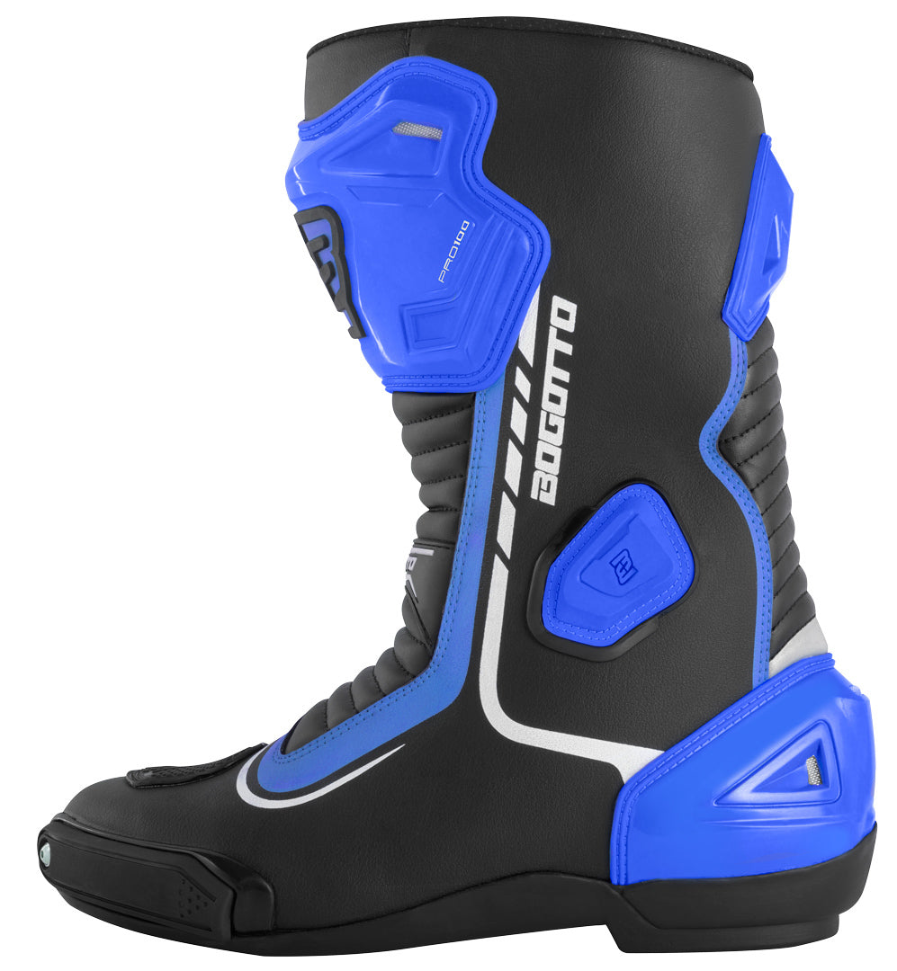 Bottes De Moto Bogotto Race-X - Protection Renforcée Cheville/Tibia/Pied - Semelle Antidérapante, Fermeture Zippée + Velcro - Taille 45 - 11