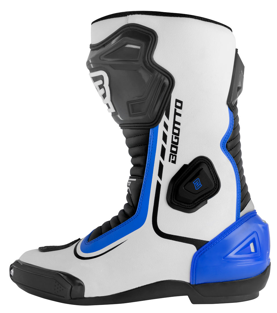 Bogotto Race-X Motorcycle Boots#color_white-blue-black