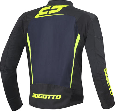Bogotto Blaze-Air Motorcycle Textile Jacket#color_black-blue-fluo-yellow