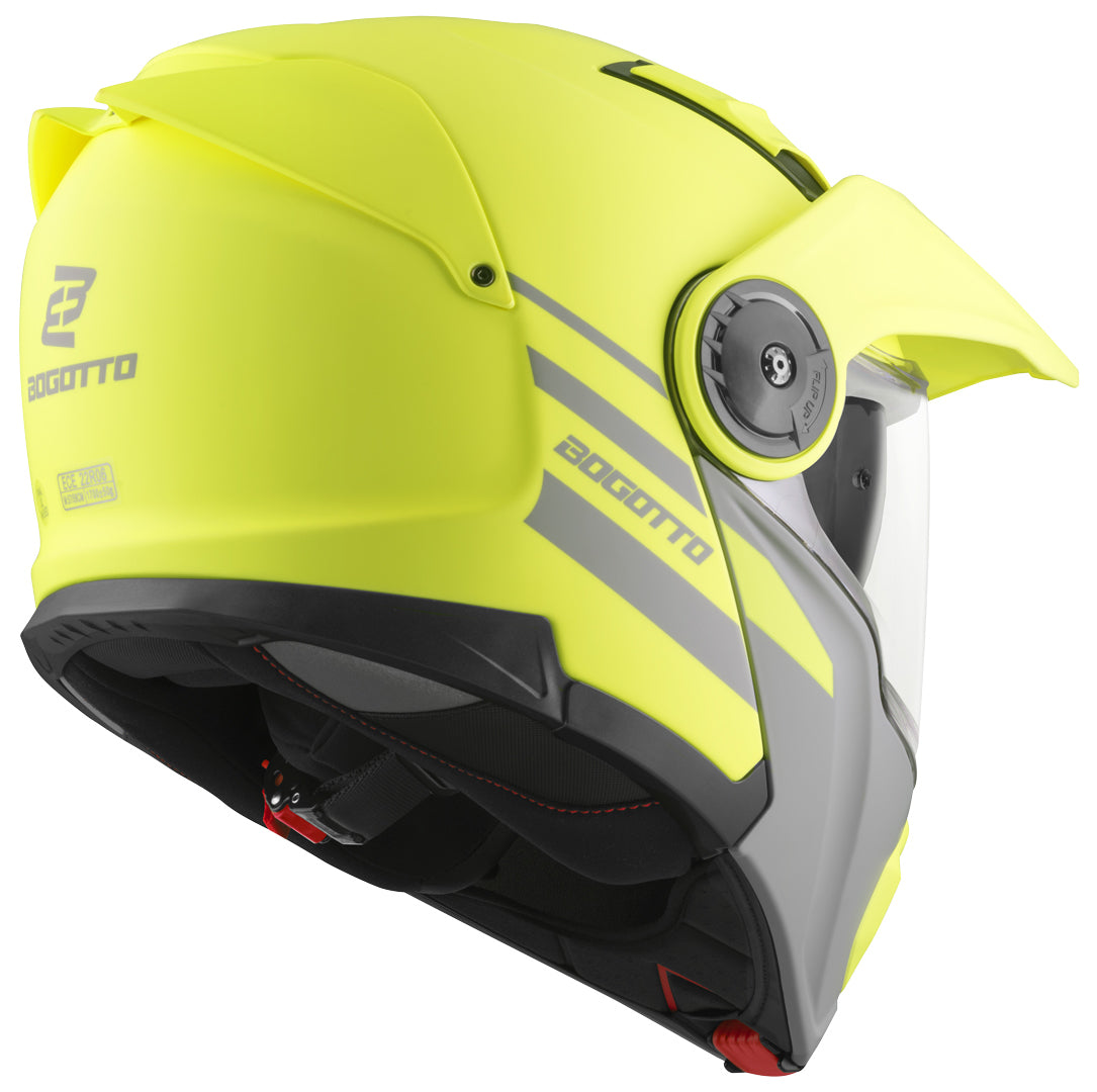 Bogotto FG-102 Fiberglass Enduro / Flip-Up Helmet#color_yellow-matt