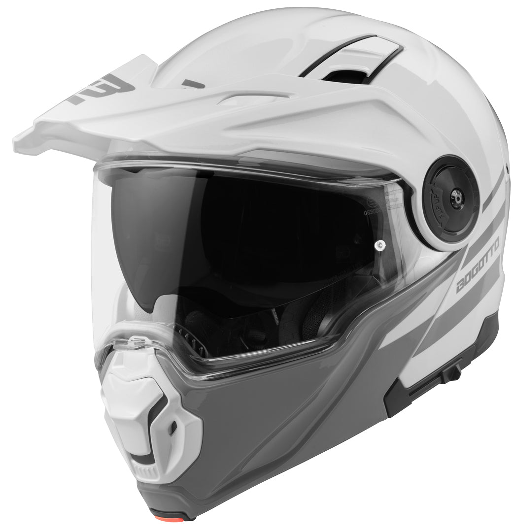 Bogotto FG-102 Fiberglass Enduro / Flip-Up Helmet#color_white