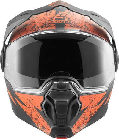 Bogotto FG-102 Safari Fiberglass Enduro / Flip-Up Helmet#color_black-matt-grey-orange