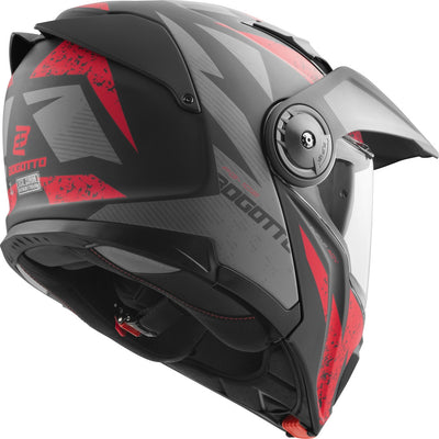 Bogotto FG-102 Safari Fiberglass Enduro / Flip-Up Helmet#color_black-matt-grey-red