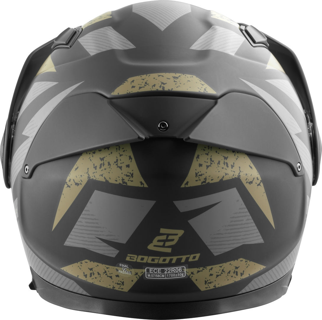 Bogotto FG-102 Safari Fiberglass Enduro / Flip-Up Helmet#color_black-matt-grey-brown
