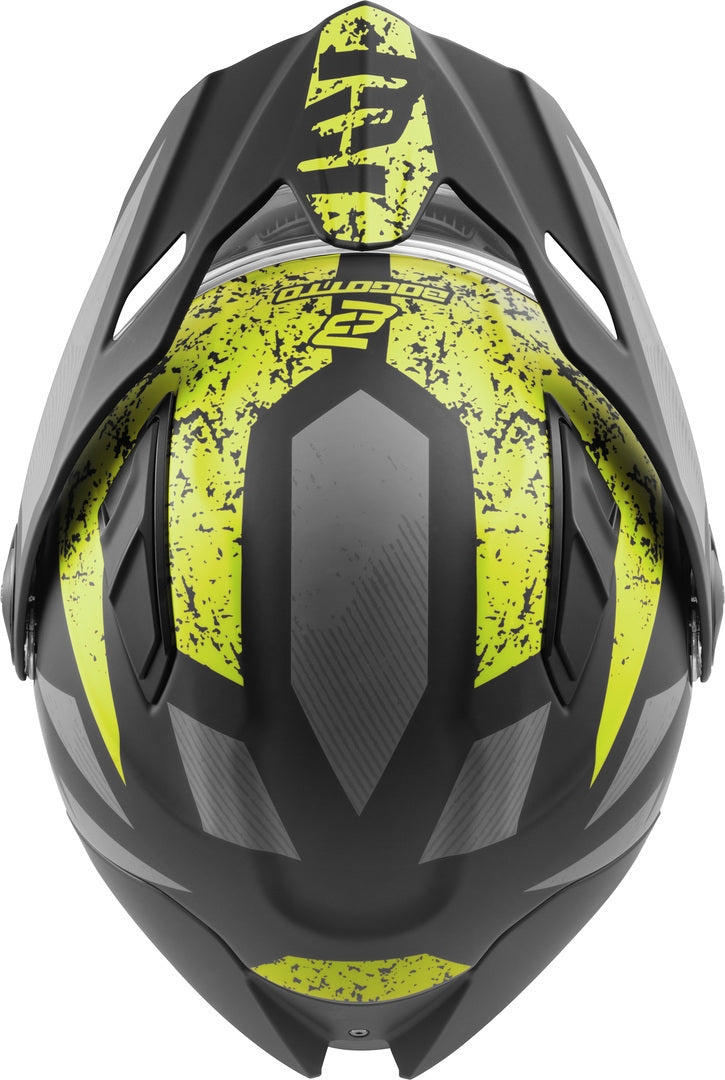 Bogotto FG-102 Safari Fiberglass Enduro / Flip-Up Helmet#color_black-matt-grey-yellow