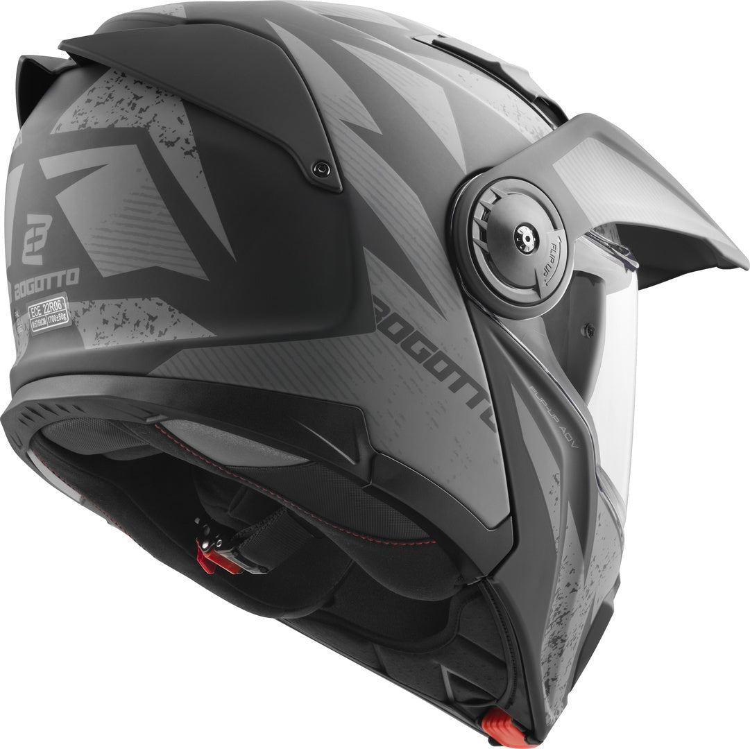 Bogotto FG-102 Safari Fiberglass Enduro / Flip-Up Helmet#color_black-matt-grey