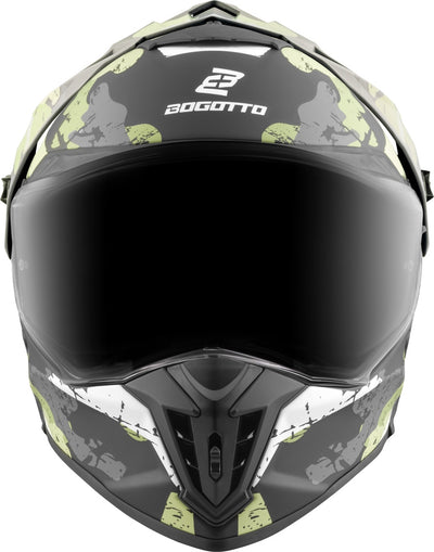 Bogotto FG-601 Sniper Fiberglass Enduro Helmet#color_black-matt-grey-green
