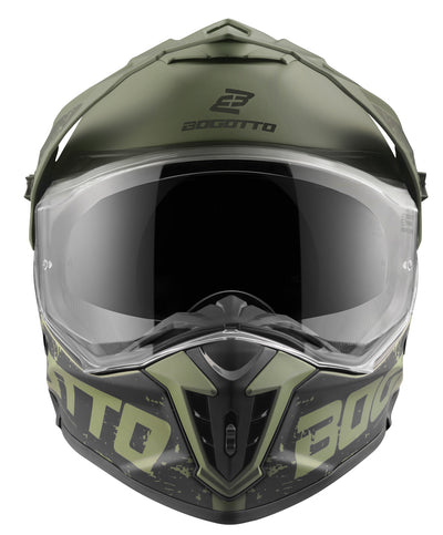Bogotto FG-601 Fiberglass Enduro Helmet#color_green-matt