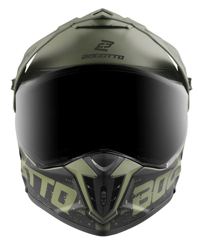 Bogotto FG-601 Fiberglass Enduro Helmet#color_green-matt