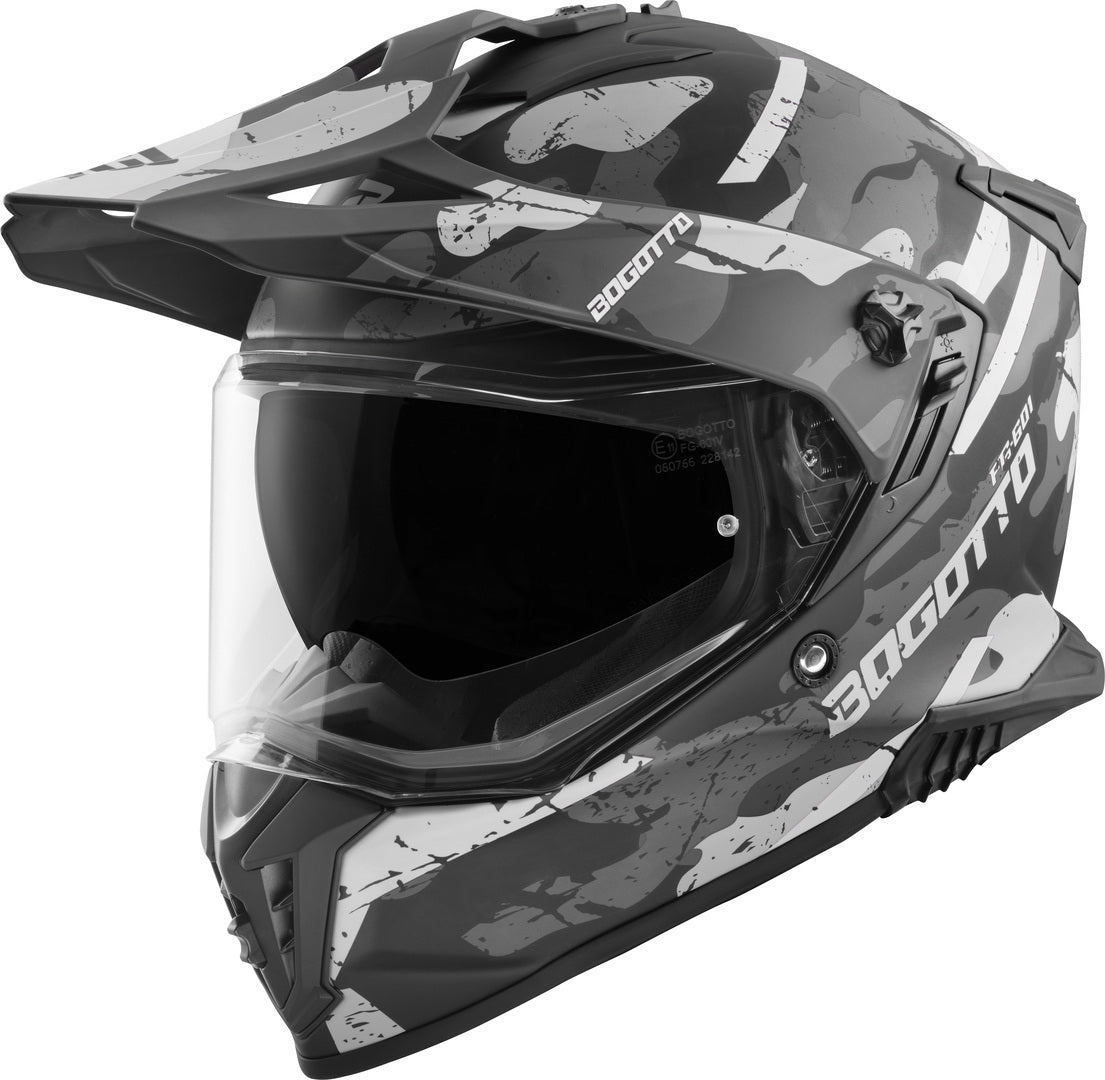 Bogotto FG-601 Sniper Fiberglass Enduro Helmet#color_black-matt-grey