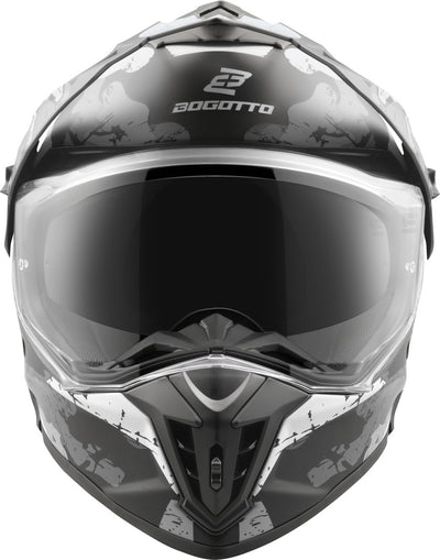 Bogotto FG-601 Sniper Fiberglass Enduro Helmet#color_black-matt-grey