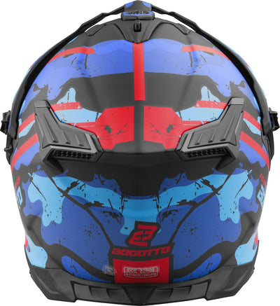 Bogotto FG-601 Sniper Fiberglass Enduro Helmet#color_black-matt-red-blue
