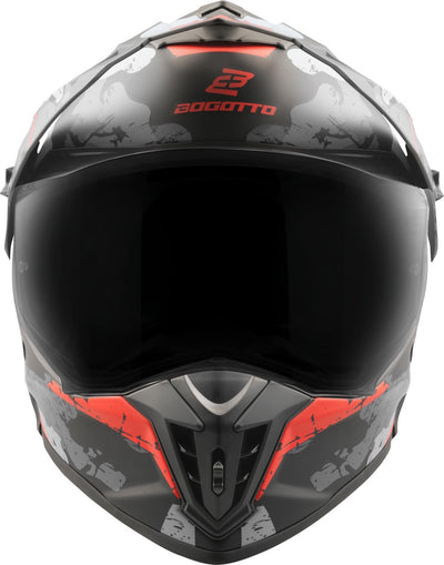 Bogotto FG-601 Sniper Fiberglass Enduro Helmet#color_black-matt-grey-orange