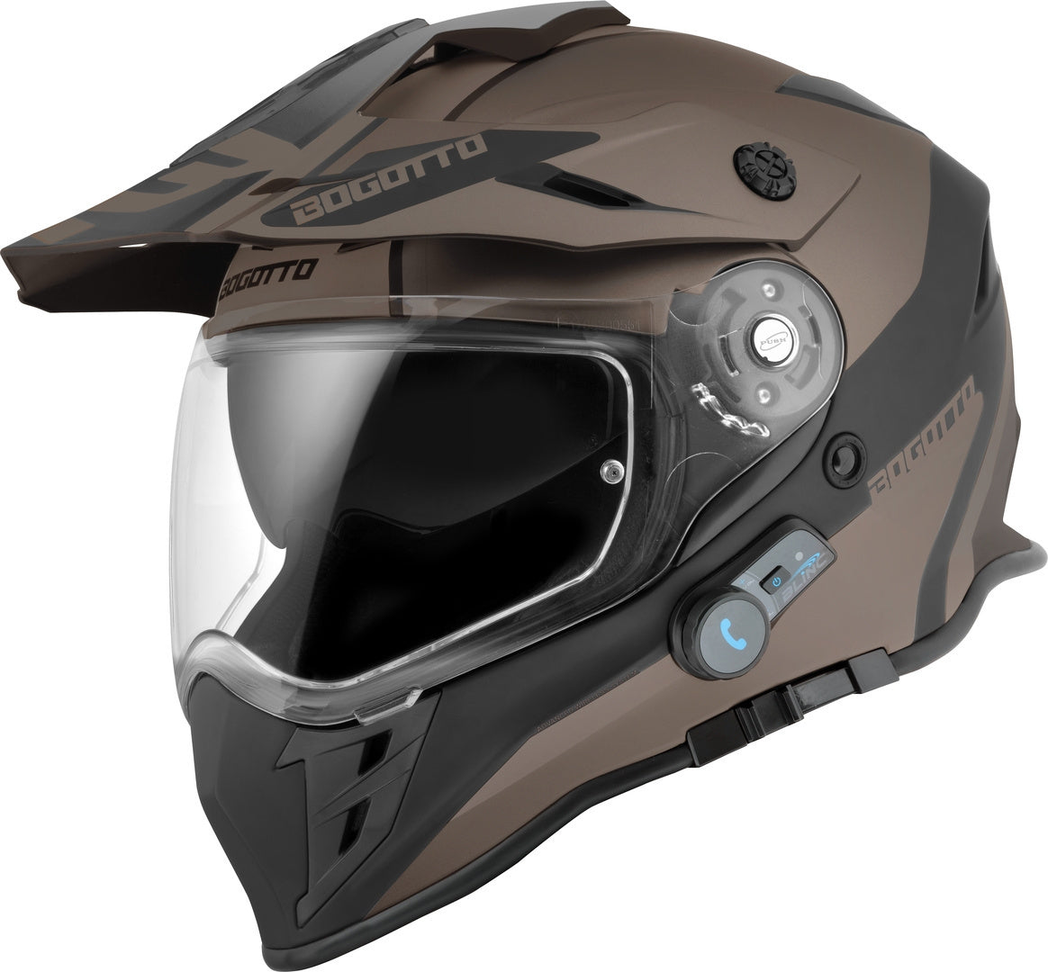 Bogotto H331 BT Tour EVO Bluetooth Enduro Helmet#color_black-matt-brown